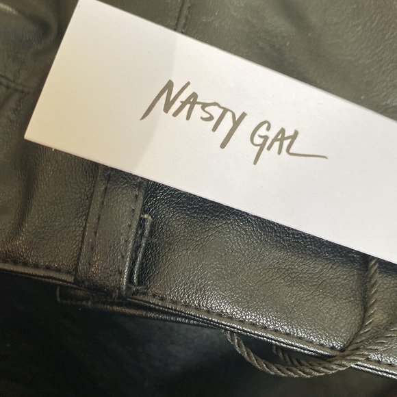 NASTY GAL FAUX LEATHER BELL BOTTOM PANTS SIZE 12 - Picture 6 of 6